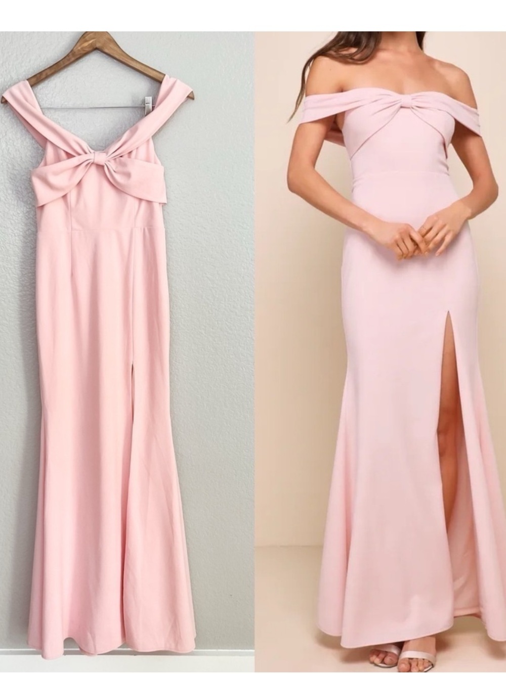 Lulu's Blush Strapless Twist-Front Evening Gown Formal Dress medium